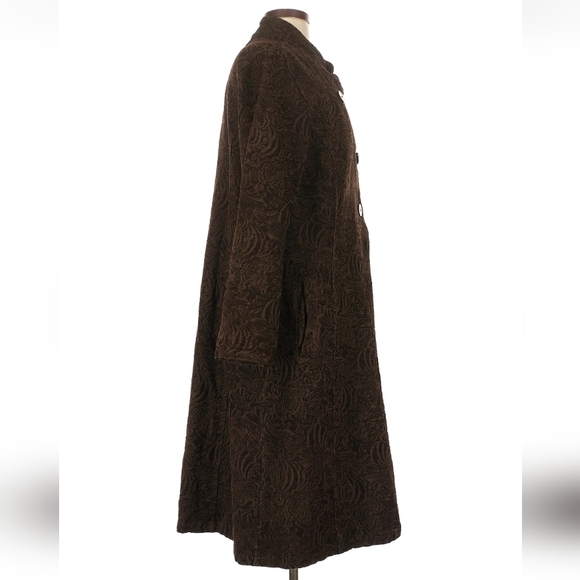 Vintage Dark Brown Textured Long Trench Coat - Picture 3 of 5